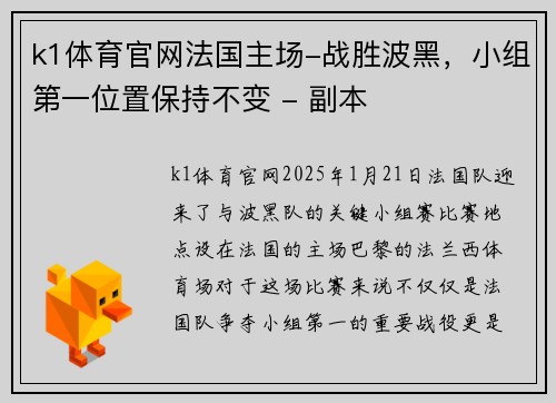 k1体育官网法国主场-战胜波黑，小组第一位置保持不变 - 副本